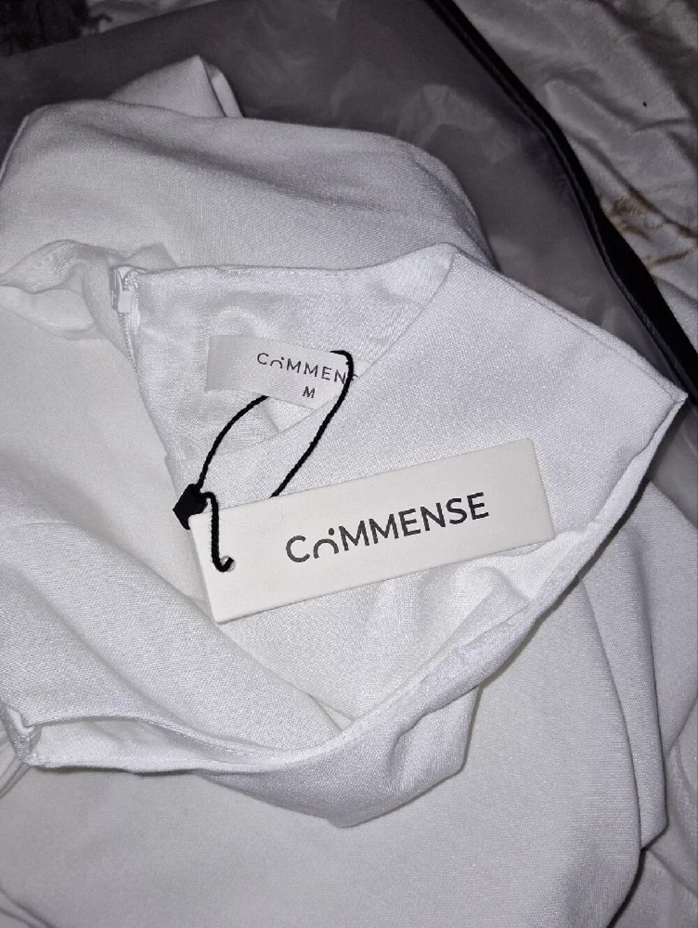 Commense Cream Sleeveless Linen Midi Dress with Side Tie - Picture 3 of 4